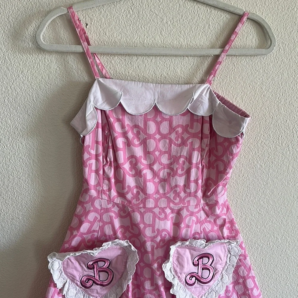 Barbie Pink Apron Dress with Heart Pockets Small cosplay dressup Barbiecore doll - Picture 4 of 10